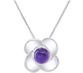 Pendentif - LÉA & ARTHUR - Motif GRANDE FLEUR - Argent 925 - Améthyste - Mixte