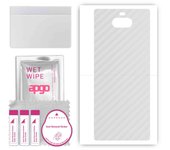 apgo Protective Skin Sticker for the back compatible with Sony Xperia 8 Lite, Wrap Film, Foil, Vinyl - Pattern Transparent Carbon