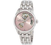 Reloj Hamilton Jazzmaster de acero inoxidable con esfera abierta en forma de corazón rosa, automático, H32215170 para mujer color rosa