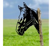 1 pieza de silueta de hierro con forma de cabeza de caballo vintage, bonito adorno para valla de jardín al aire libre, artesanía de granja, decoración para fiesta de jardín. negro