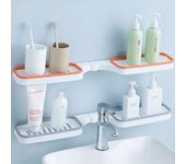 Estante giratorio para baño sin perforaciones, soporte de baño montado en la pared, estante de almacenamiento de pared para cocina, organizador de accesorios de baño naranja