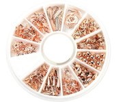 1 caja de remaches de metal con forma de cruz, cuentas, hojas, lunas y estrellas, para decoración de uñas, herramienta de manicura