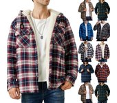 Camisa a cuadros con botones y forro acolchado para hombre, agrega terciopelo para mantener la chaqueta abrigada con capucha S