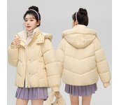 Chaqueta corta acolchada de algodón para mujer, nueva versión coreana de invierno, chaqueta acolchada de algodón gruesa, abrigo holgado acolchado de algodón para mujer S negro