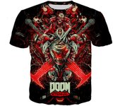 Camisetas Doom juego FPS 3D ropa informal con impresión hombres mujeres Cool camiseta de gran tamaño con cuello redondo Harajuku moda niños camisetas Tops ropa L