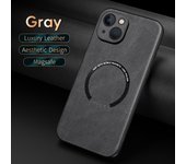 Funda magnética de cuero de lujo Magsafe para iPhone 15, 14, 13, 12, 11 Pro Max, XS, XR, X, 7, 8, funda de silicona para coche, protección completa a prueba de golpes iPhone 13 Pro Max gris