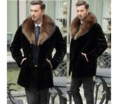 Otoño e Invierno nuevo abrigo de visón para hombre abrigo de piel de visón de longitud media abrigo de piel de imitación grande para calidez 6XL