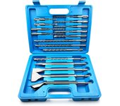 Juego de 17 brocas y cinceles para martillo perforador SDS-Plus, herramienta para perforar mampostería de hormigón con almacenamiento plata