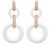 Les Trésors De Lily [L6659] - Pendientes chapados en oro 'Sissi' de cerámica blanca oro rosa blanco