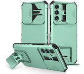Funda de armadura dura con soporte de sensación mate para Samsung Galaxy A54 A14 A34 A53 A33 A73 A13 A52 A52s S23 Ultra S22 Plus S21 Fe 5g for Galaxy s21 FE púrpura