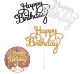 10 Uds. De papel brillante, decoración para tarta de feliz cumpleaños, suministros de decoración para postres y magdalenas negro