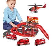 Pista para niños, juguetes de estacionamiento, estacionamiento de coches de varias plantas, construcción de bomberos, policía, ingeniería, coche de dinosaurio, juguetes