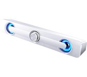 Altavoz para PC Garage Tst, altavoz para juegos, barra de sonido compacta con alimentación USB, altavoz de TV con cable blanco, altavoz pequeño brillante (Blanco) blanco