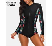 Charmleaks, camiseta deportiva con cremallera UV para mujer, chaleco de erupción, camiseta de manga larga para correr, ciclismo, camisetas de playa, camiseta Tankini Rashguard XL rojo