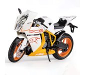 Modelo de motocicleta fundido a presión KTM RC8 a escala 1/12, juguete para niños pequeños, colección de regalos para niños y niñas 1/12-17x9.8x6cm blanco