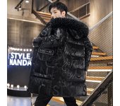 Chaqueta de plumón brillante para hombre, abrigo acolchado de algodón de seda, abrigo de invierno grueso y cálido, diseño de tendencia para jóvenes L gris