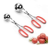 Máquina para hacer albóndigas de acero inoxidable, 2 piezas, antiadherente, con asas antideslizantes desmontables, pala para hacer albóndigas, para hacer cake pops, para cocina negro