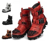 Nuevas botas de moto para hombre, botas de combate militares de cuero genuino, botas góticas con calavera punk, botas tácticas, botas básicas de plataforma para hombre 38