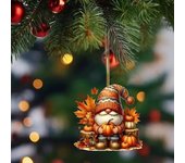 Colgante de árbol de Navidad con forma de calabaza, girasol y arce, adorno colgante de acrílico plano 2D para bar, restaurante, oficina, compras y coche B