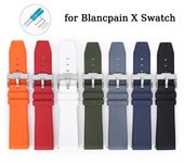 Correa de silicona para Blancpain X Swatch de 22 mm, hebilla de acero inoxidable, correa de reloj deportiva de goma resistente al agua y de liberación rápida para hombre y mujer. 22mm