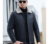 Chaqueta de plumas de invierno para hombre de mediana edad, chaqueta de cuero genuino para hombre, chaqueta gruesa y cálida para papá, chaqueta de plumas de cuero M