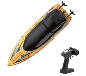 Barco de control remoto para adultos y niños, lancha rápida de control remoto de 2,4 GHz y 30 km/h para piscina y lago, barco eléctrico de juguete con luces LED 1 Battery azul