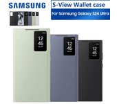 Funda con tapa tipo billetera Smart View original de Samsung para Samsung Galaxy S24 Ultra SM-S928B Funda con tapa Smart View para teléfono negro