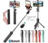 Palo selfie de mano extensible Control remoto Bluetooth Temporizador integrado tres en uno Trípode Soporte para teléfono móvil Control remoto para selfies blanco