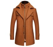Abrigos de lana de doble cuello para otoño e invierno para hombre, gabardina gruesa informal de mezcla de lana, abrigo de cuello vuelto liso para hombre 3XL negro