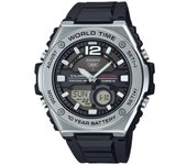 Casio Reloj analógico digital estándar de cuarzo con correa de resina y esfera negra MWQ-100-1AV 100M para hombre negro