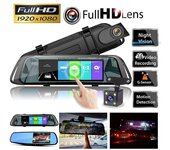 Grabadora de vídeo táctil DVR para coche, cámara de espejo FHD 1080P de 4,3/7,0 pulgadas, lente Dual con cámara de visión trasera, cámara de salpicadero con registrador automático 4.3 inch negro