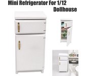 Mini muebles para casa de muñecas, accesorios de cocina en miniatura, refrigerador blanco, 2 puertas, sala de estar, juguete para juego de imitación, 1:12