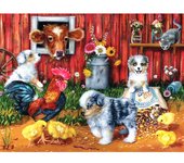 Pintura de diamante 5D con diseño de perro, redonda, con bordado de diamantes de granja y cachorro, punto de cruz 20X30CM