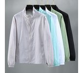Chaqueta de verano para hombre, con cuello alto, talla grande, con protección solar, color liso, ligera, de sección fina, sencilla, para uso diario 8XL blanco
