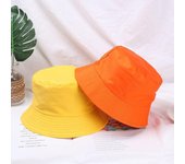 Sombrero de cubo plegable de algodón para verano, sombrero con protección solar para exteriores para mujer, gorra de pesca y caza de Color puro, gorra de playa para hombre naranja