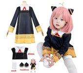 Disfraz de Anime SPY X FAMILY Anya Forger, disfraz de mujer, vestido negro, uniforme, juegos completos, ropa de fiesta de Carnaval y Halloween 2XL