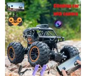 Nuevo 2.4G 1/18 Cámara de fotografía automática Sígueme Aleación Rock Crawler Camión Control remoto Mini RC Coche con WIFI 720P HD Cámara Coche Adultos Niños Regalo Juguetes negro