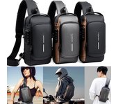 Bolso de hombro multifunción antirrobo con USB para hombre, bandolera de viaje, bandolera, bolso de pecho azul