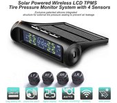 Energía solar Smart Car TPMS Sistema de monitoreo de presión de neumáticos Detector de presión de neumáticos de automóvil externo Sistemas de alarma de seguridad para automóviles Sensor de presión de neumáticos LCD negro