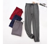 Pantalones de pijama finos para hombre Pantalones suaves Pantalones de dormir elásticos con cordón fresco Pantalones de chándal sueltos con bolsillos Pantalones de yoga atléticos casuales transpirables para hombre L negro