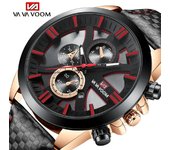 VA VA VOOM Relojes de cuarzo para hombres Reloj de pulsera de negocios 30m Impermeable Reloj de moda Hombre Deportes Reloj de pulsera de lujo Relojes de correa de cuero Relogio Masculino oro rosa/negro