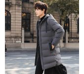 Chaqueta larga acolchada de algodón para hombre de invierno Chaqueta acolchada de algodón para hombre Abrigo con capucha para hombre Chaqueta acolchada de algodón M gris