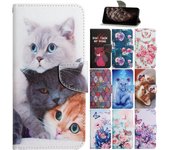 Funda de libro de cuero para Samsung Galaxy A70, A50, A20e, A10s, A20s, A30, A30s, A40, fundas con tapa bonita de gato y rosa, funda trasera de teléfono para mujer Samsung A20S