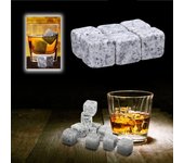 6 piedras de hielo para whisky, cubos enfriadores de bebidas de vino, rocas de whisky, bolsa de granito ARI blanco