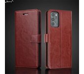Funda de cuero con tarjetero para OPPO A16, A16s, A16s, funda de cuero PU con tapa, estilo cartera retro, funda ajustada para negocios for OPPO A54s&Just Case rosa brillante