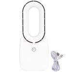 Ventilador sin aspas con luz, miniventilador portátil de escritorio, carga USB para casa y oficina, color blanco