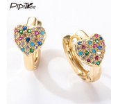 Pendientes de aro de corazón de Color dorado a la moda para mujer, pendientes clásicos de circonia cúbica AAA, pendientes pequeños Huggie, joyería para oreja color rosa