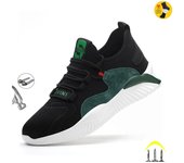 Zapatos indestructibles, zapatos de seguridad para el trabajo para hombres, con puntera de acero, botas a prueba de perforaciones, zapatillas ligeras y transpirables, envío directo 38 gris negro