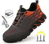 Zapatos de seguridad para hombre, botas de trabajo, zapatos con punta de acero, zapatos de trabajo a prueba de pinchazos, zapatillas transpirables para hombre, calzado para hombre 36 azul
