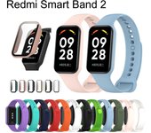 Correa de silicona y funda para Redmi Smart Band 2 Protector de pantalla de vidrio templado Accesorios para Redmi Band2